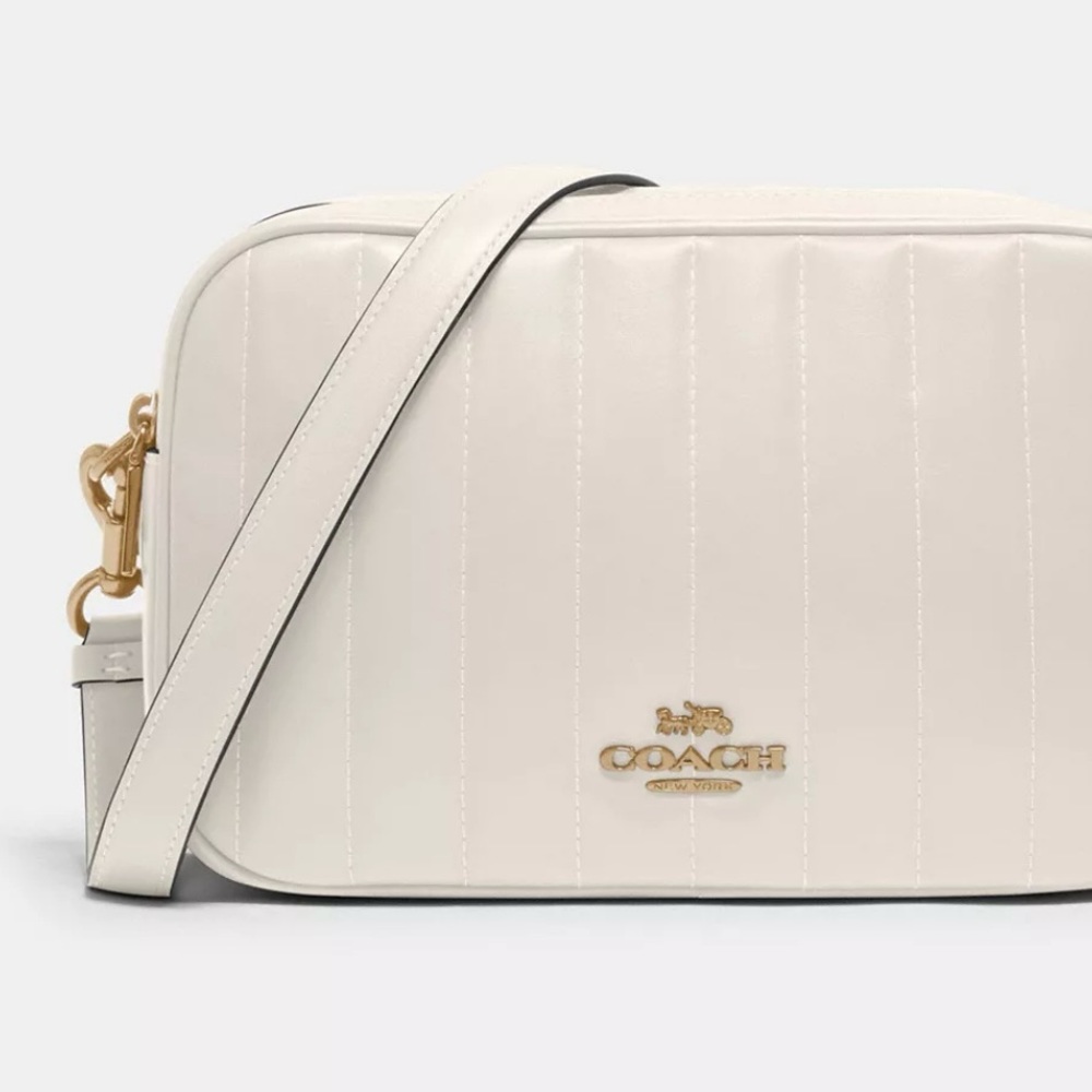 Coach Jes Linear Quilted Leather Crossbody In Chalk Gem